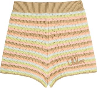 Chloé Logo-embroidered Striped Knit Shorts - Green - S (UK8-10 / S)