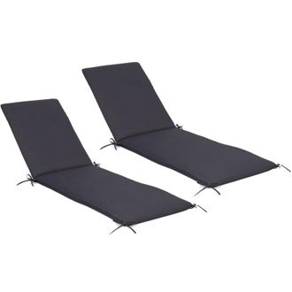 IDMarket Set di 2 cuscini per sdraio 190 cm grigio antracite