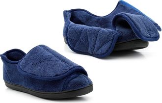 Generic Womens Wide Slippers Ladies Comfort Slippers Size 10 Touch Fastening Slipper Size 9 Mens Wide Fit Slipper Comfort Touch Fastening Sizes 7-12 Navy 10 U