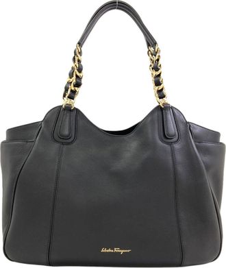 Ferragamo Black Leather Tote Bag (Pre-Owned)