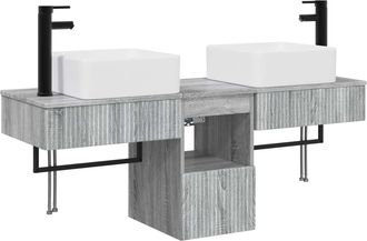 vidaXL Juego De Muebles De Ba&ntilde;o 3 Uds. Sonoma Gris 53 X 35 X 39 Cm Vidaxl