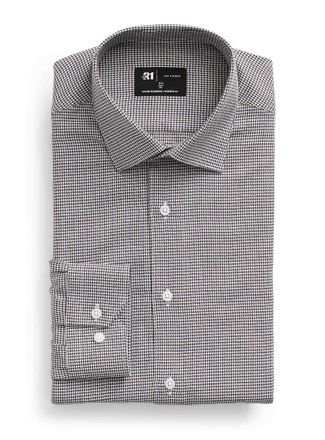 Le 31 Mens Two-tone houndstooth shirt Comfort fit