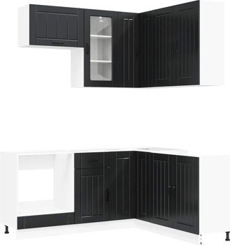 vidaXL Unidad De Cocina Lucca 8 Uds. Negro Madera De Ingenier&iacute;a Vidaxl