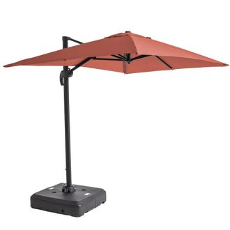 Oviala Parasol 2x3m Terracota 360&deg; Inclinable + Base con Ruedas