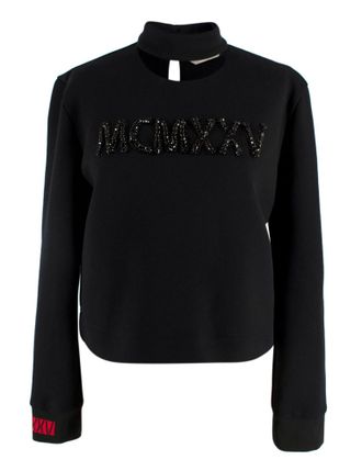 Fendi black crystal embellished cut-out top Size XS