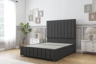 Sloomy California Dumfries Divan Base 2 Drawers -54 Headboard-12 Footboard in Dark Grey | Size: Double