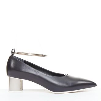Jil Sander leather cylinder heel anklet ring pumps