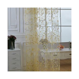 OEM Elegantes Cortinas Transparentes Amarillas, De 100x250 Cm, Con Estampado Floral, Para La Decoraci&oacute;n Del Sal&oacute;n