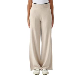 Pinko Siviglia Wijde Broek - Dames - Wijde Broeken - Beige - XL - Wol - Broeken