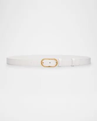 Dolce & Gabbana Oval Buckle Calfskin Leather Belt