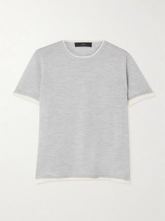 arch4 T-shirt In Cashmere Biologico Bicolore A Strati Selcombe - Grigio