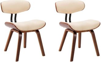 vidaXL Sillas de comedor 2 uds madera curvada y cuero sintético crema vidaXL