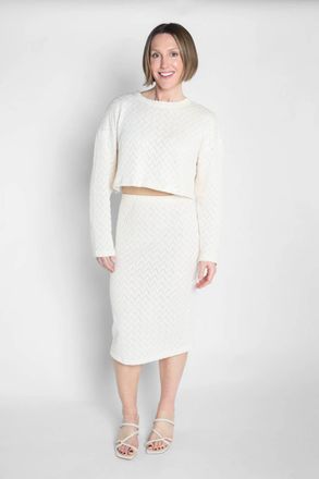 Cossac Crochet Midi Skirt In Ecru