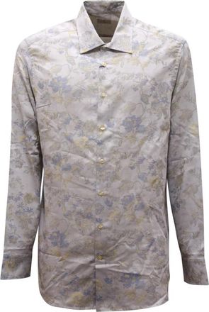 Etro Reguliere shirt in beige en lila - Heren - Casual Overhemden - Paars - 2XL - Overhemden