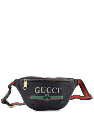Gucci Logo Printed Leather Small belt bag - Black