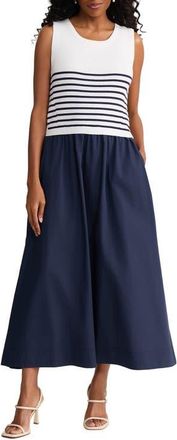 Jones New York Sleeveless Mixed Media Maxi Dress in Pacific Navy Multi at Nordstrom, Size X-Large