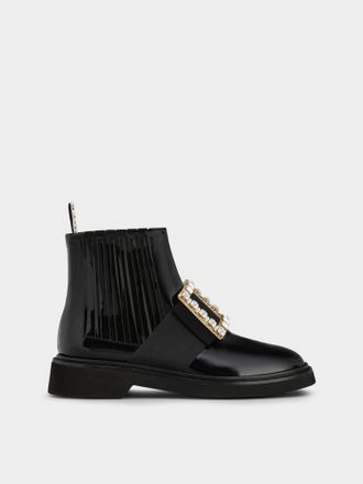 Roger Vivier Viv Rangers Chelsea Booties in patent leather, BLACK, 34.5 - Shoes