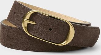 Simons Womens Longline buckle topstitched suede belt