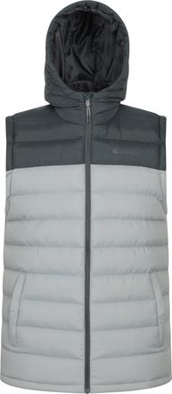 Mountain Warehouse Heren Seizoenen Gewatteerd Gilet met Capuchon (Lichtgrijs)