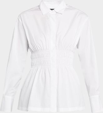 Rag & Bone Blythe Smocked Poplin Shirt
