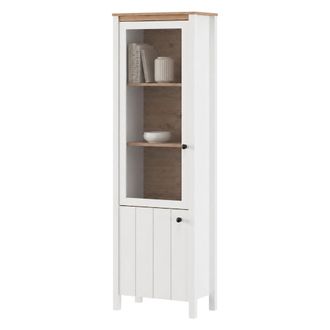 Dmora Vitrina Doreno, Mueble Expositor 4 Estantes, 2 Puertas, Con Patas, 60x34x191h Cm Blanco Mate