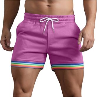 Generic Pride Shorts for Men Rainbow Shorts Summer Cotton224 Gaywith Drawstring Elasticated Waist SportsCasual Loose Mens Hot Pants Beach Trousers Swim Trunks