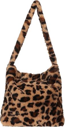 Generic Womens Plush Bags Women Mini Shoulder Bags Female Winter Plush Underarm Fluffy Tote Small Purses(Leopard)