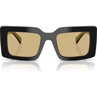 Prada 52mm Rectangle Sunglasses in Black /Yellow at Nordstrom