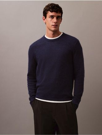 Calvin Klein Mens Refined Alpaca Wool Blend Knit Sweater - Navy - 2XL
