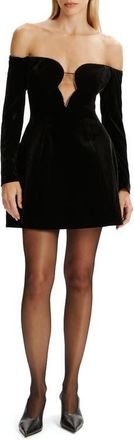 Bardot Luvia Off the Shoulder Long Sleeve Minidress in Black at Nordstrom, Size 4