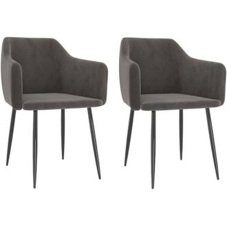 vidaXL Sillas De Comedor 2 Unidades Terciopelo Gris Oscuro Vidaxl