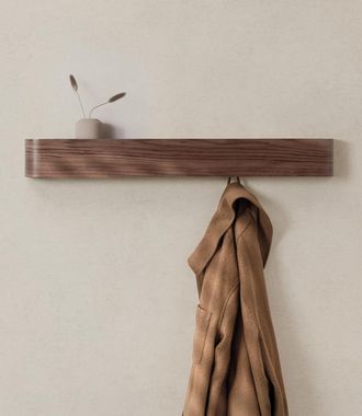 No Brand Llavero De Madera De Nogal - De Pared - Con Estante De Madera - Dise&ntilde;o Moderno - Pr&aacute;ctico Organizador Para La Entrada Y El Pasillo
