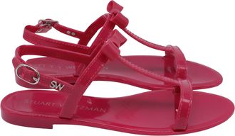 Stuart Weitzman Mellie Bow Jelly Flat Sandals In Pink Rubber