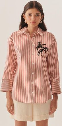 Exquise Leia Long Sleeve Shirt in Red-Bone at Nordstrom, Size Large