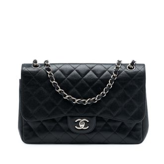 Chanel Tweedekans Jumbo Classic Kaviaar Dubbele Flap