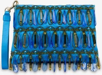 Alberta Ferretti Crystal Pouch In Aqua