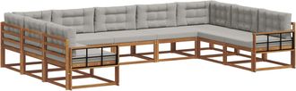 vidaXL Conjunto De Sof&aacute;s De Exterior 9 Uds. Gris Natural Y Claro Vidaxl