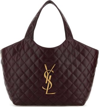 Saint Laurent Burgundy Nappa Leather Medium Icare Shopping Bag