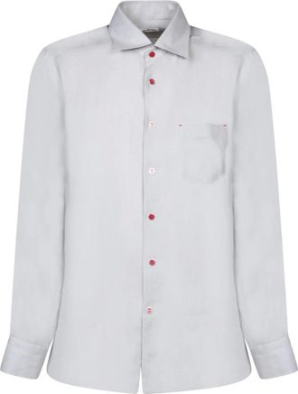 Kiton Overhemden, Heren, Grijs, S, Linnen, Linnen Shirt