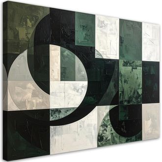 Feeby Cuadro En Lienzo, Abstracci&oacute;n Geom&eacute;trica Verde, 120x80