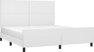 vidaXL Estructura De Cama Cabecero Cuero Sint&eacute;tico Blanco 180x200 Cm Vidaxl