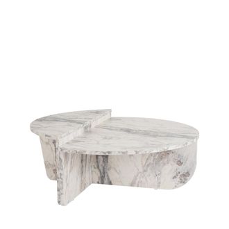 DRAWER Juego de 2 mesas bajas con efecto m&aacute;rmol - Blanco