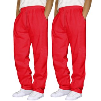 Generic OUMSHBI 2 Pack Jogging Sweatpants Mens Open Hem Chino Pants Fleece Lined Jogger Trousers with Pockets Drawstring Elastic Waist Mens Tracksuits Sweatpa