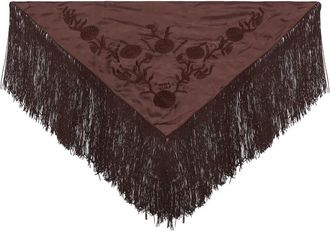 Bimba & Lola Sjaal met geborduurde bloemen - Bruin