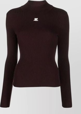 Courr&egrave;ges ribbed mockneck knitted top
