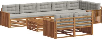 vidaXL Conjunto De Sof&aacute;s De Exterior 9 Uds. Gris Natural Y Claro Vidaxl