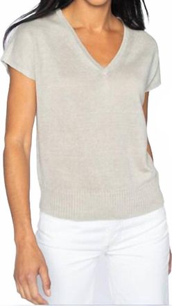 Kinross Cashmere Womens Cap Sleeve Vee Top In Flax
