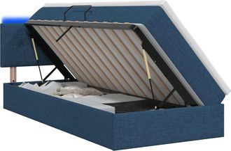 vidaXL Cama De Almacenamiento Led Con Colch&oacute;n Azul 90 X 190 Cm Tela Vidaxl