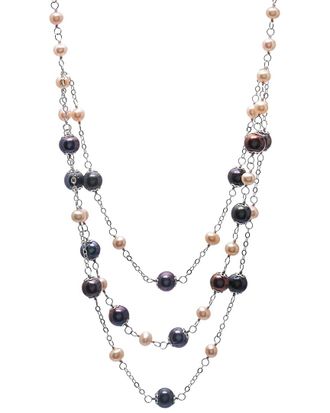 Splendid Pearls Rhodium Plated 6-9Mm Freshwater Pearl Necklace