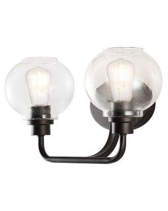 Jonathan Y Designs Jonathan Y Sandrine 17.5In 2-Light Iron/Seeded Glass Cottage Rustic Led Vanity Light
